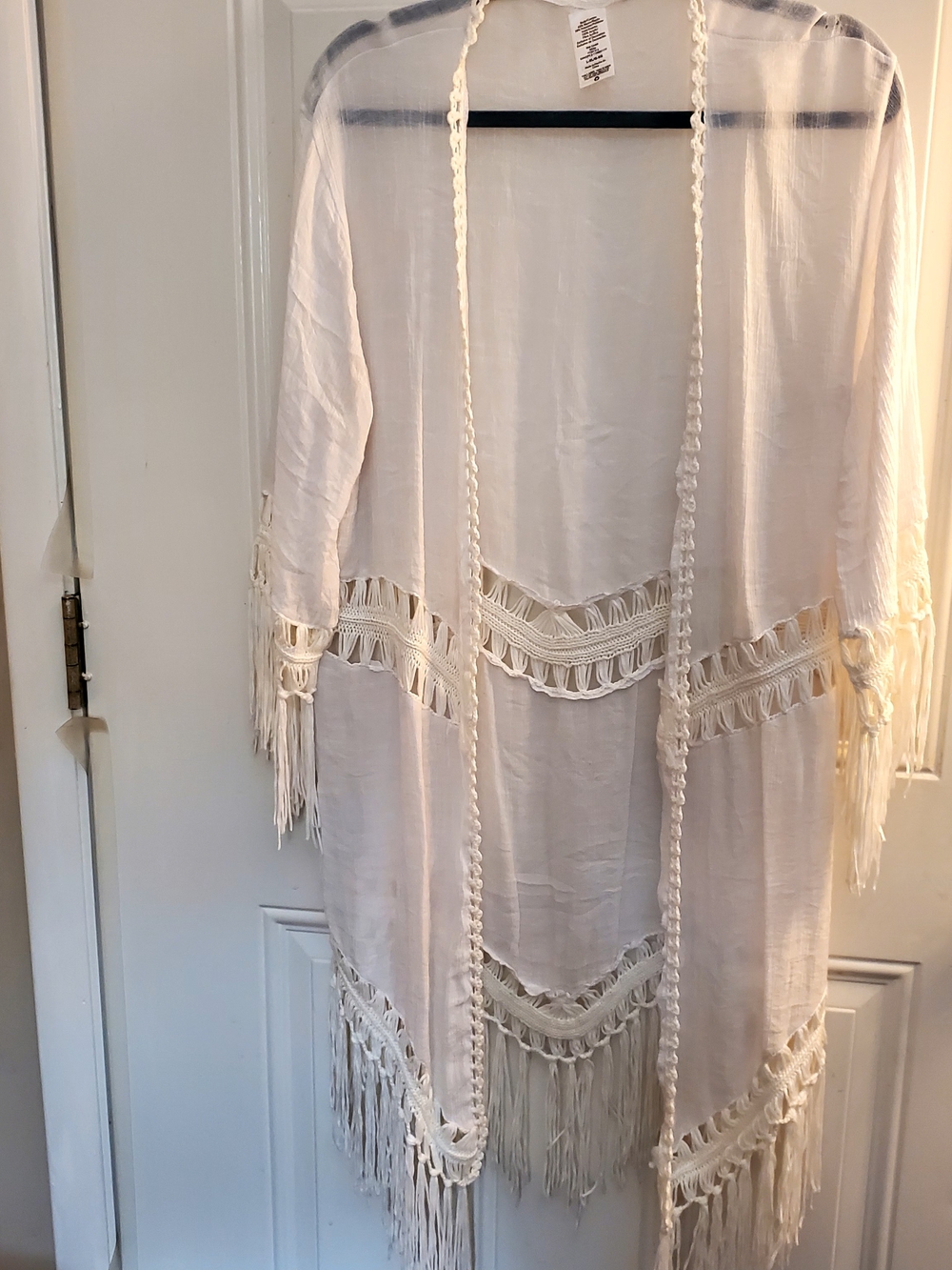 Cream Fringe Boho Kimono